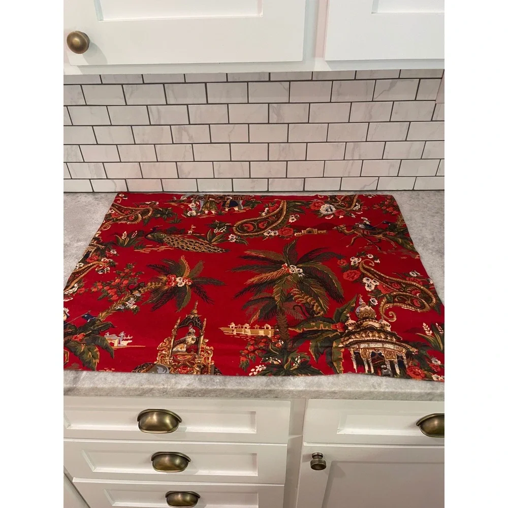 Pottery Barn Pillow Shams Set of 2 23.5 Euro Spice Route Chinoiserie Red Square